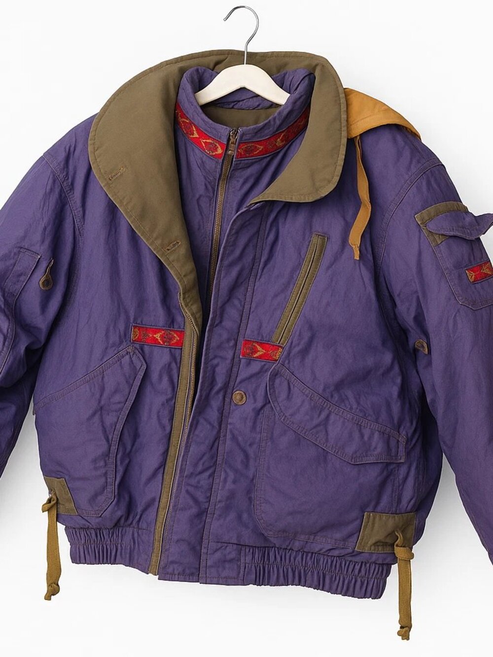 Vintage Gallery Purple Ski Puffer Jacket Hooded Alpine Colorblock Coat Large